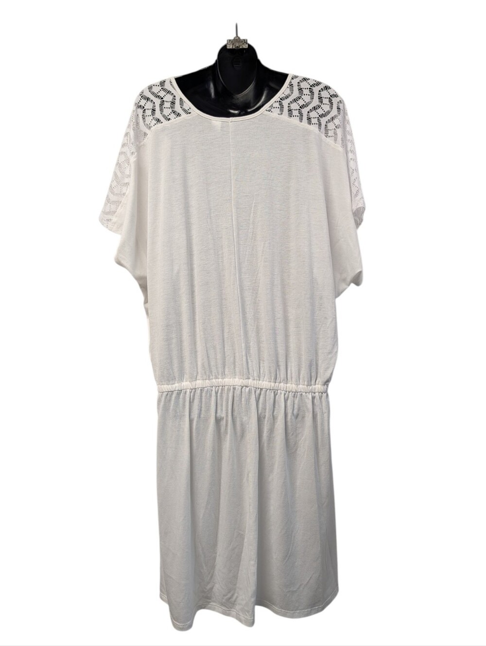 Sonnet Shores White Lace Shoulder Drawstring Waist Pocket Midi Soft Dress 1X - Picture 2 of 8